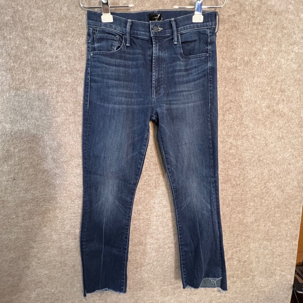 Mother The Hustler Ankle Fray Jeans 28 Dark Wash High Rise Denim Streetwear